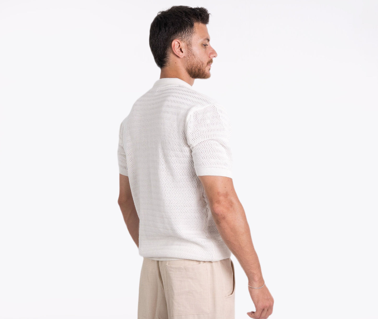 Summer Polo Knit Shirt In White - Dalivo.EG