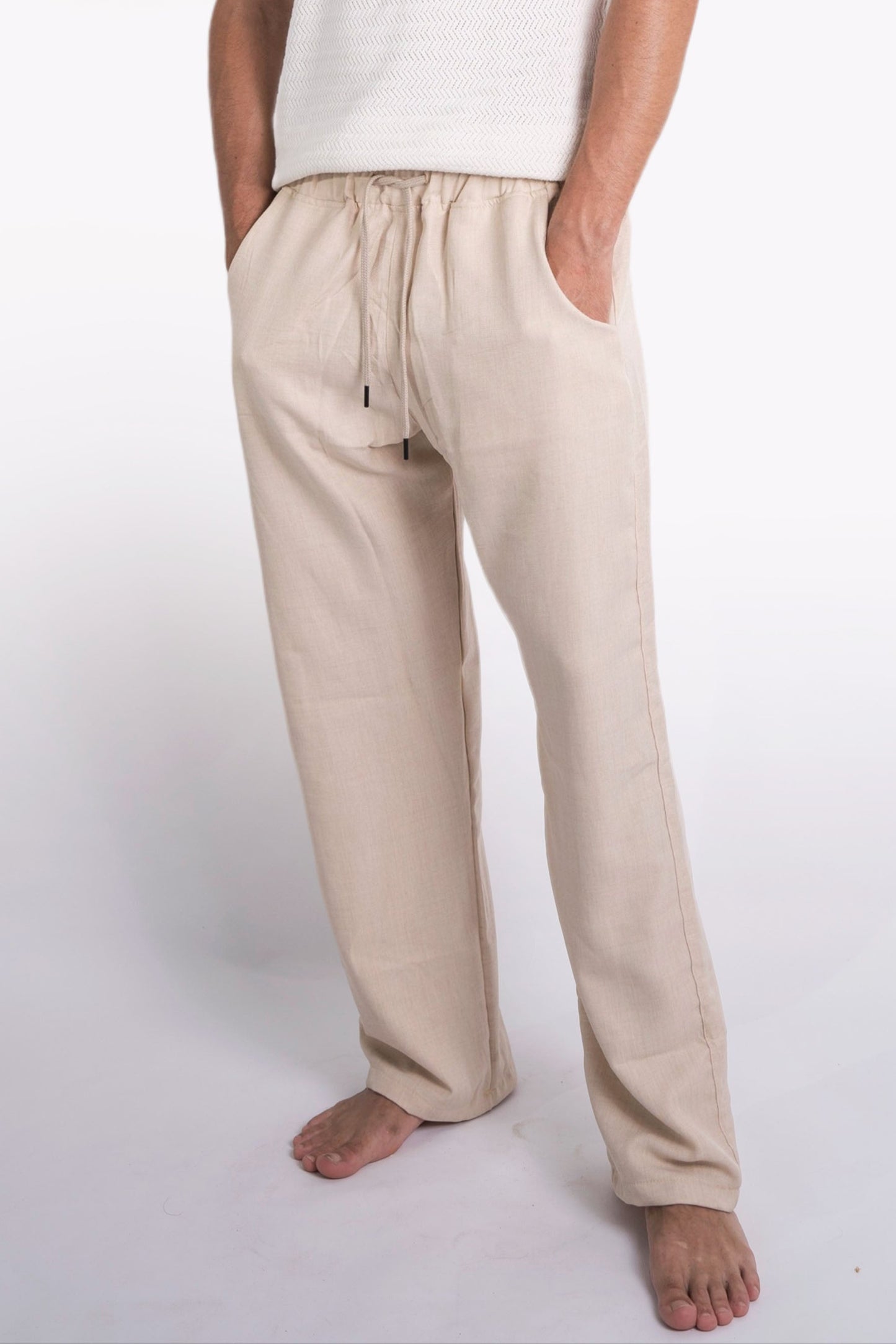 Linen Summer Pants In Beige "UniSex" - Dalivo.EG