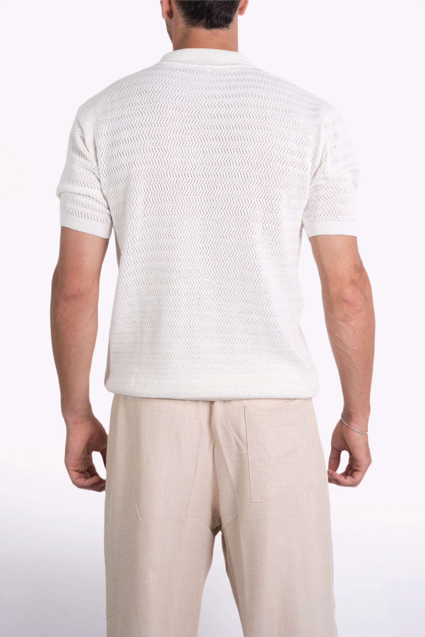 Summer Polo Knit Shirt In White - Dalivo.EG