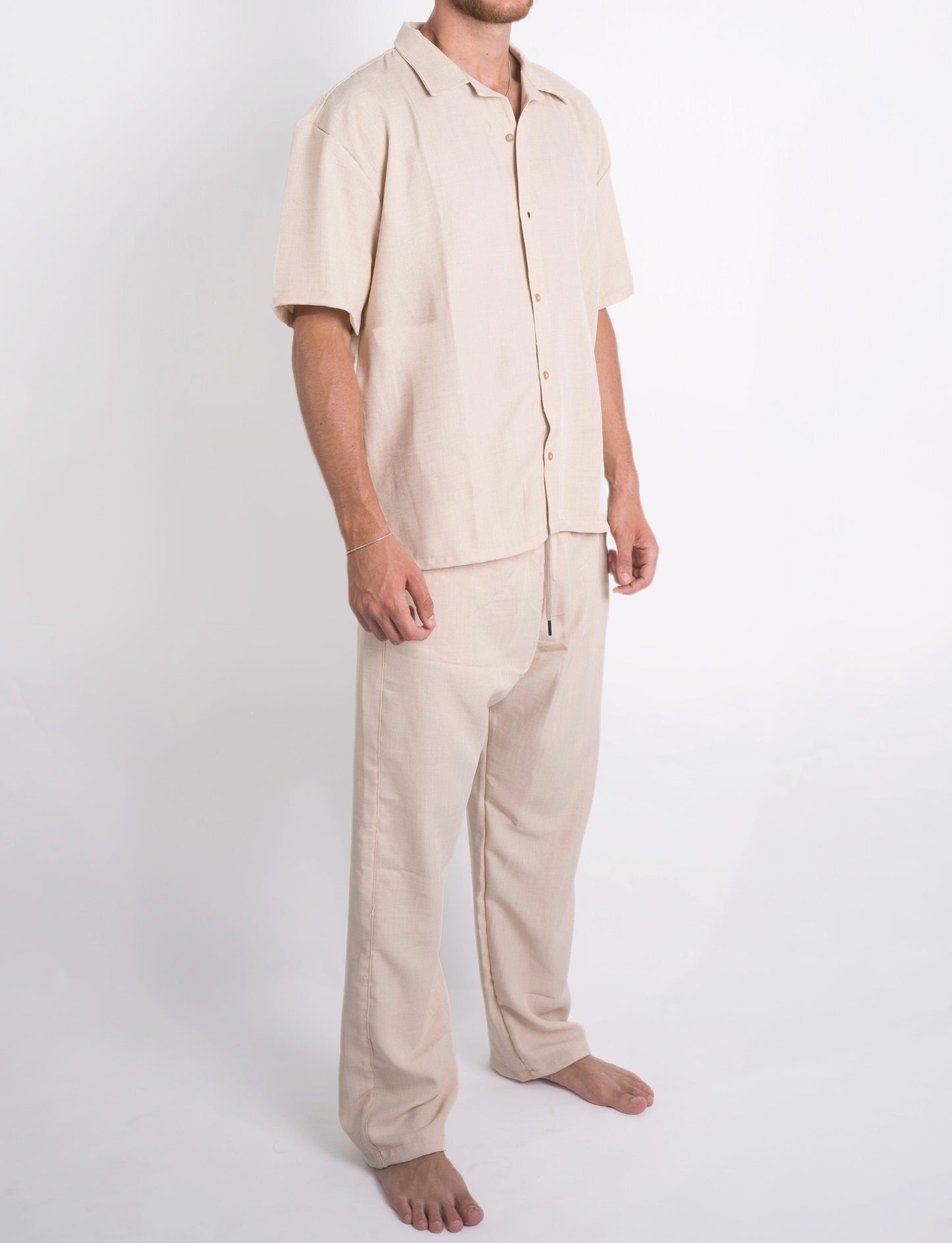 Linen Summer Pants In Beige "UniSex" - Dalivo.EG