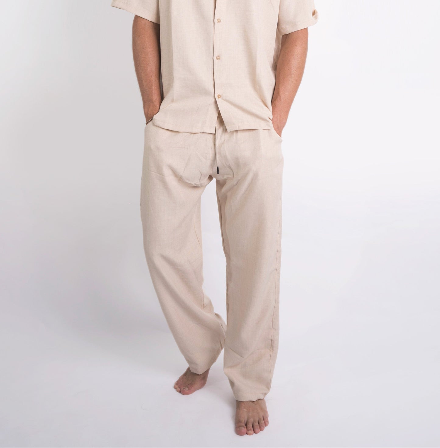 Linen Summer Pants In Beige "UniSex" - Dalivo.EG