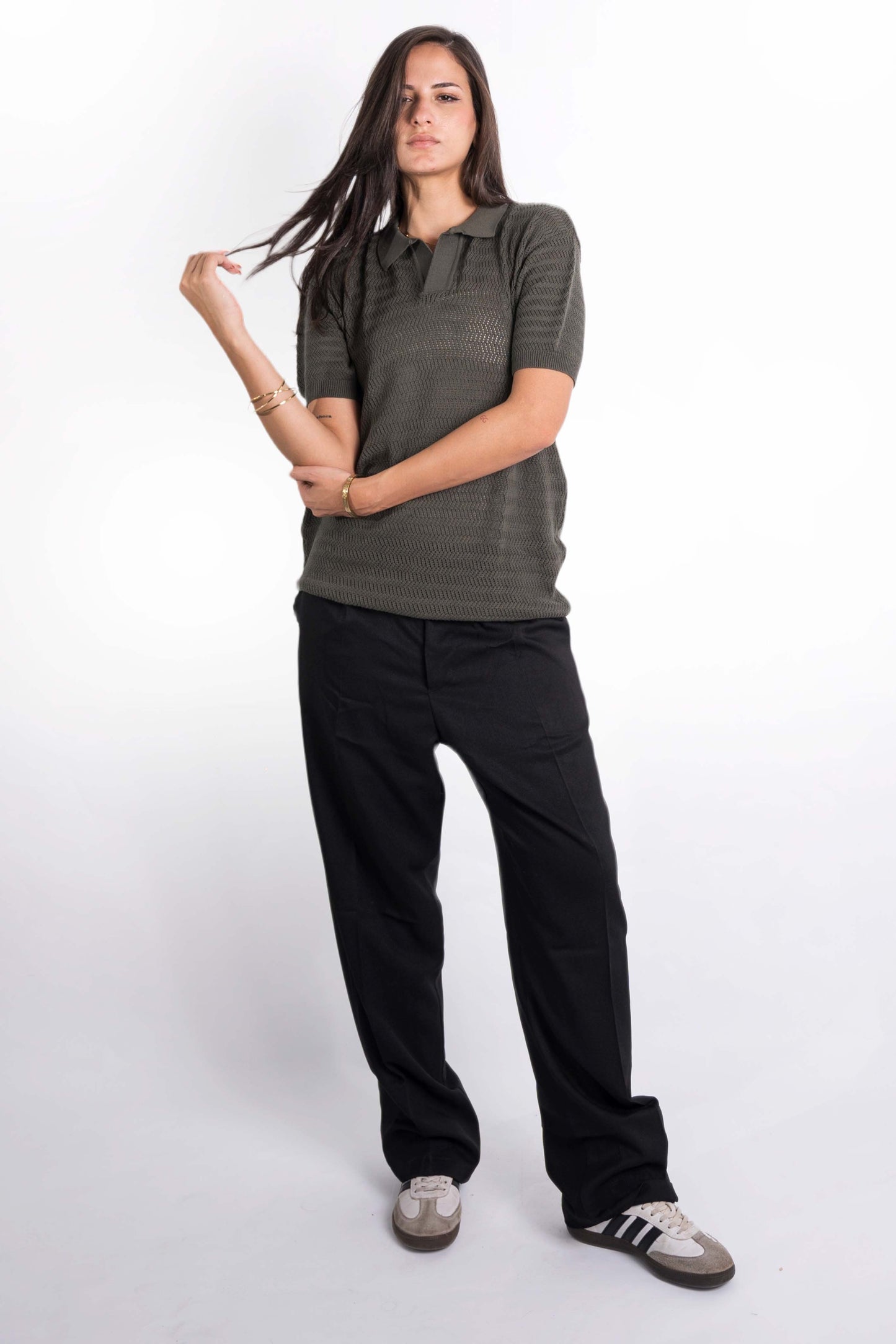Summer Polo Knit Shirt In Olive "UniSex" - Dalivo.EG