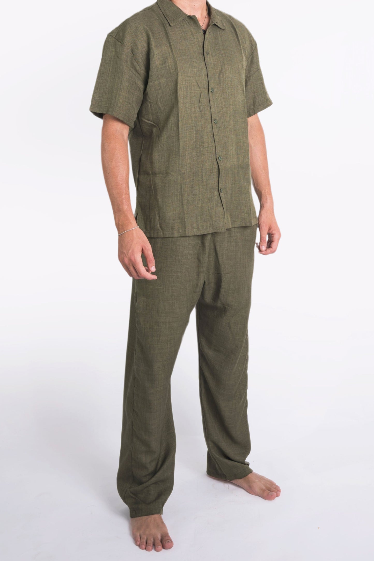 Linen Summer Pants In Olive "UniSex" - Dalivo.EG