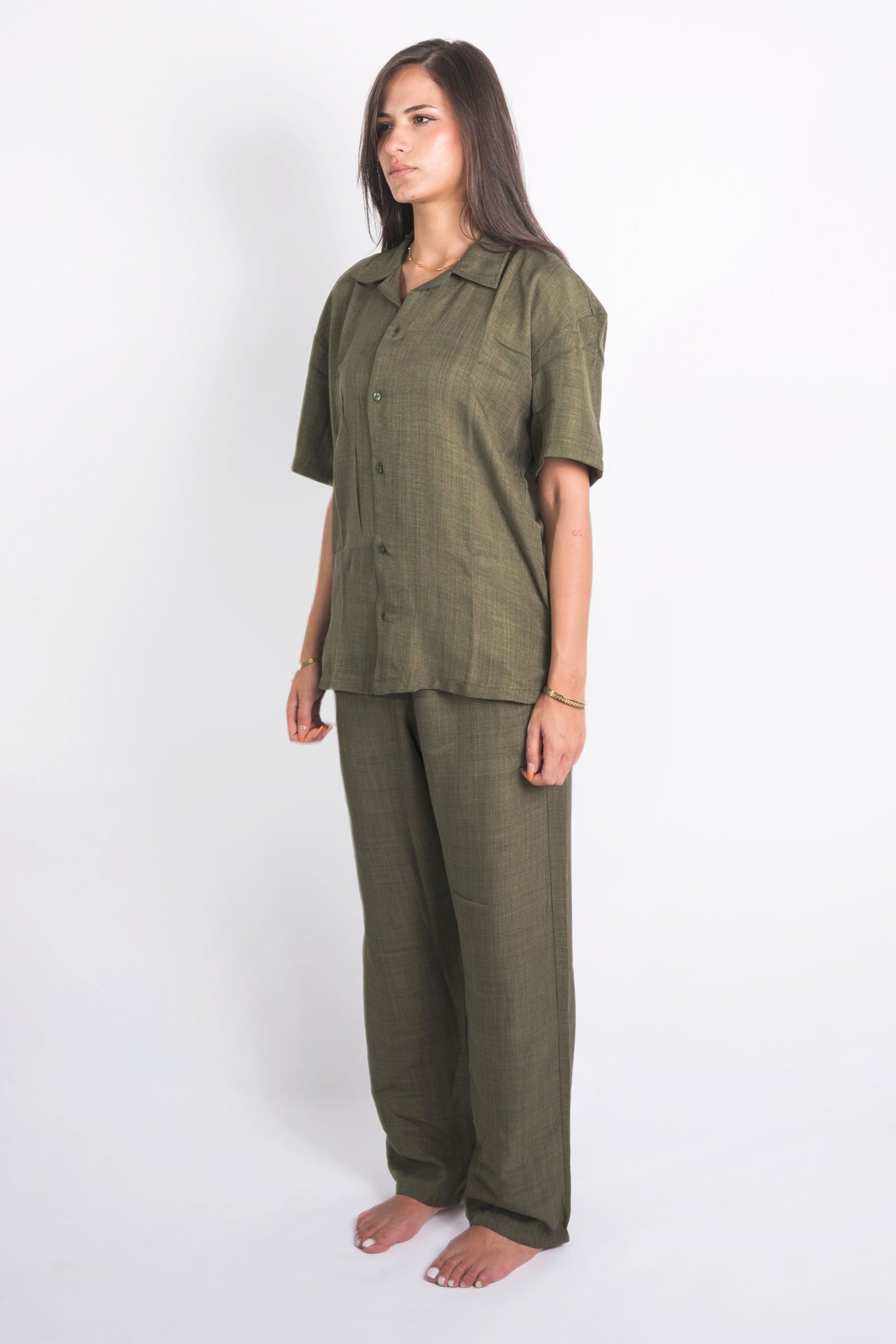 Linen Summer Pants In Olive "UniSex" - Dalivo.EG