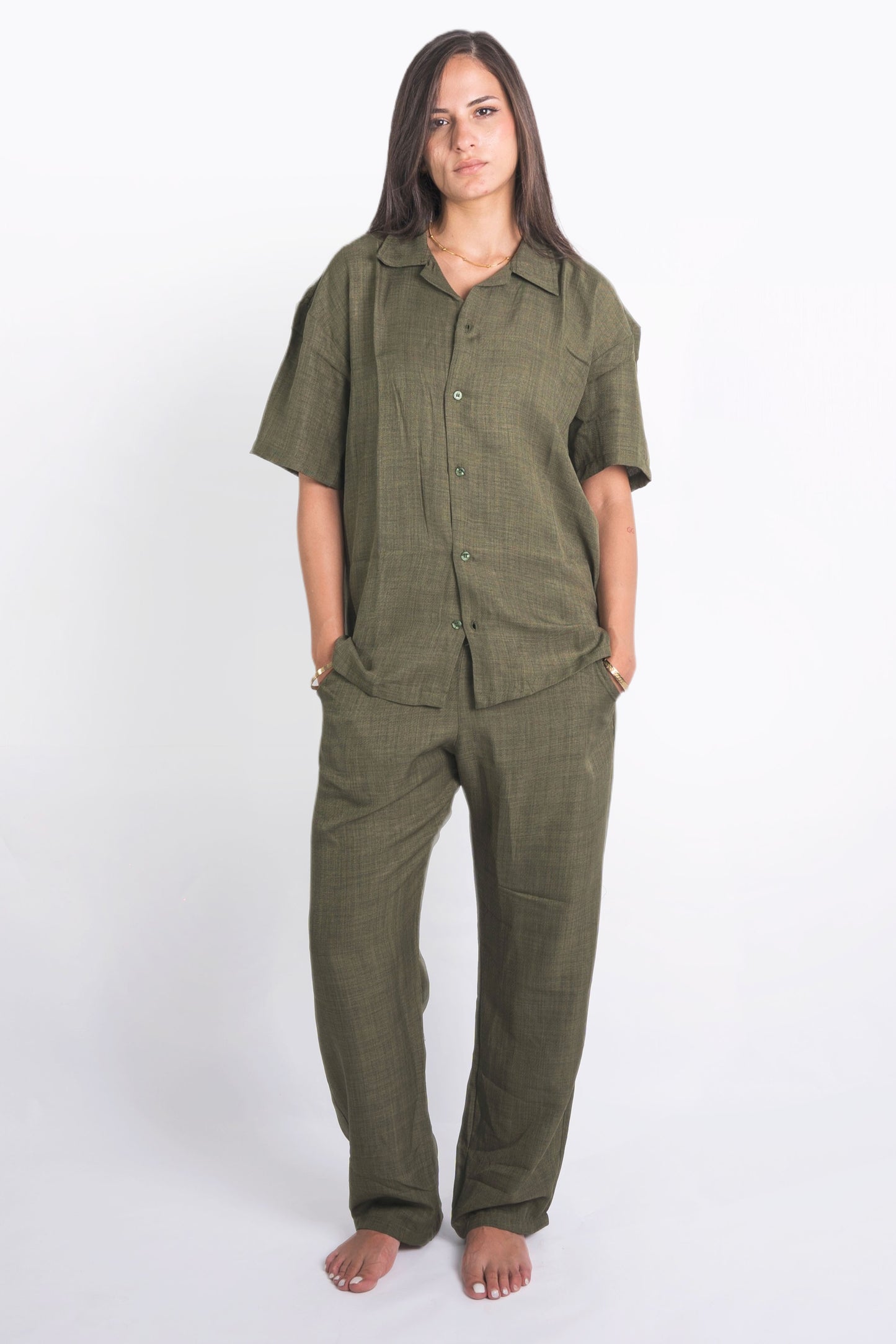 Lenin Summer Shirt In Olive "UniSex" - Dalivo.EG