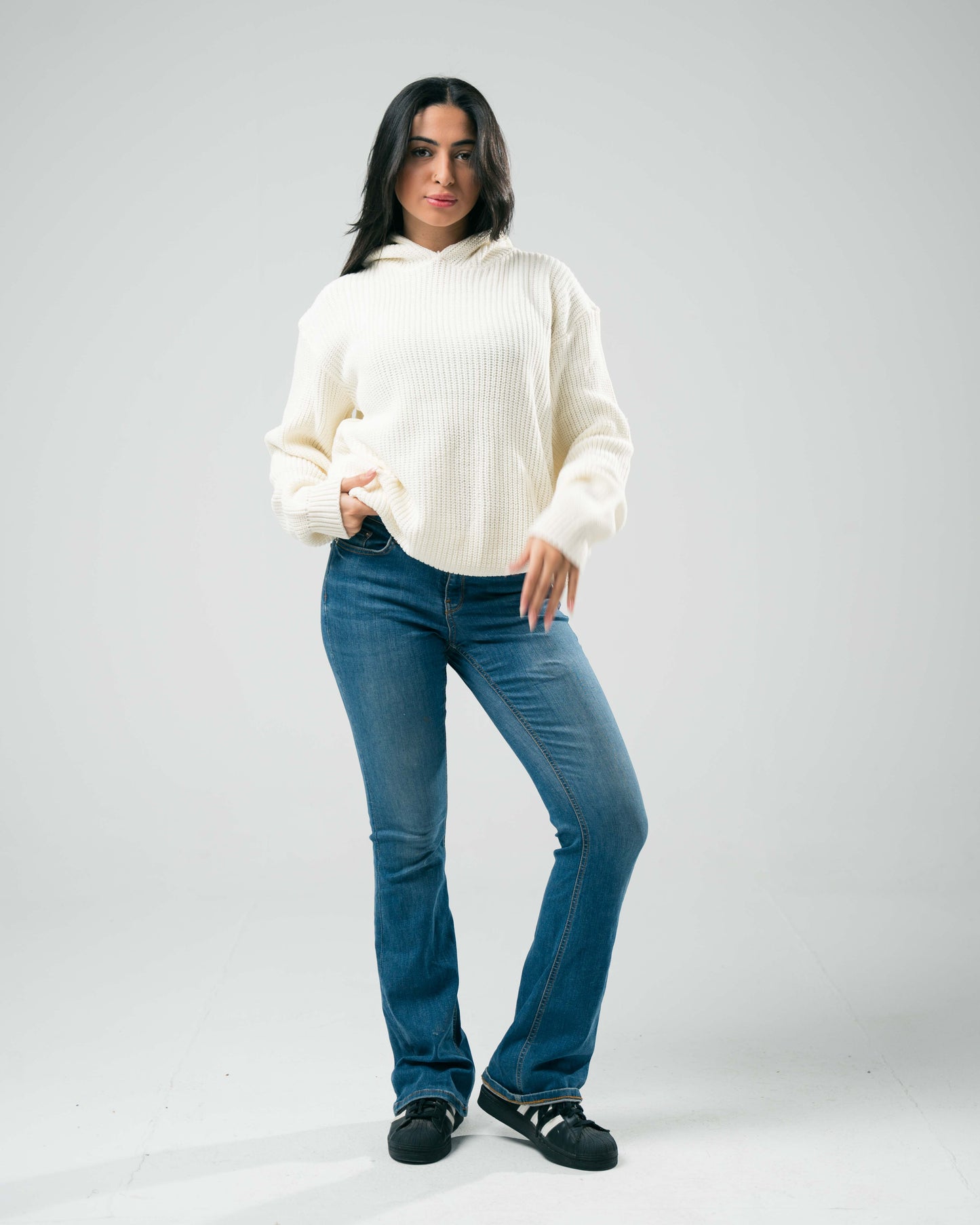 Sarakunda - Off White Knitted Hoodie (Unisex) - Dalivo.EG