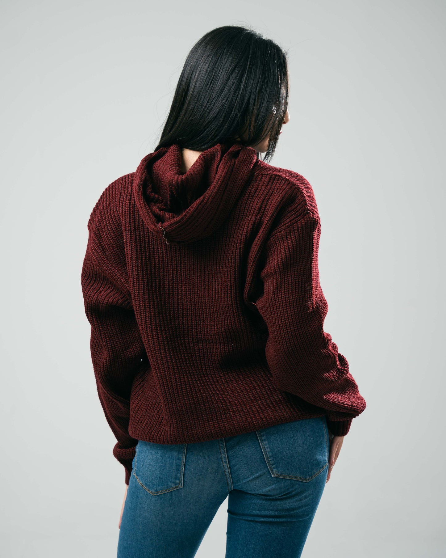 Sarakunda - Burgundy Knitted Hoodie (Unisex) - Dalivo.EG