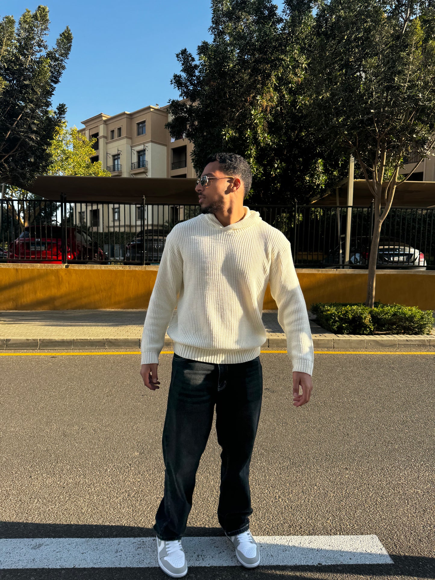Sarakunda - Off White Knitted Hoodie (Unisex) - Dalivo.EG