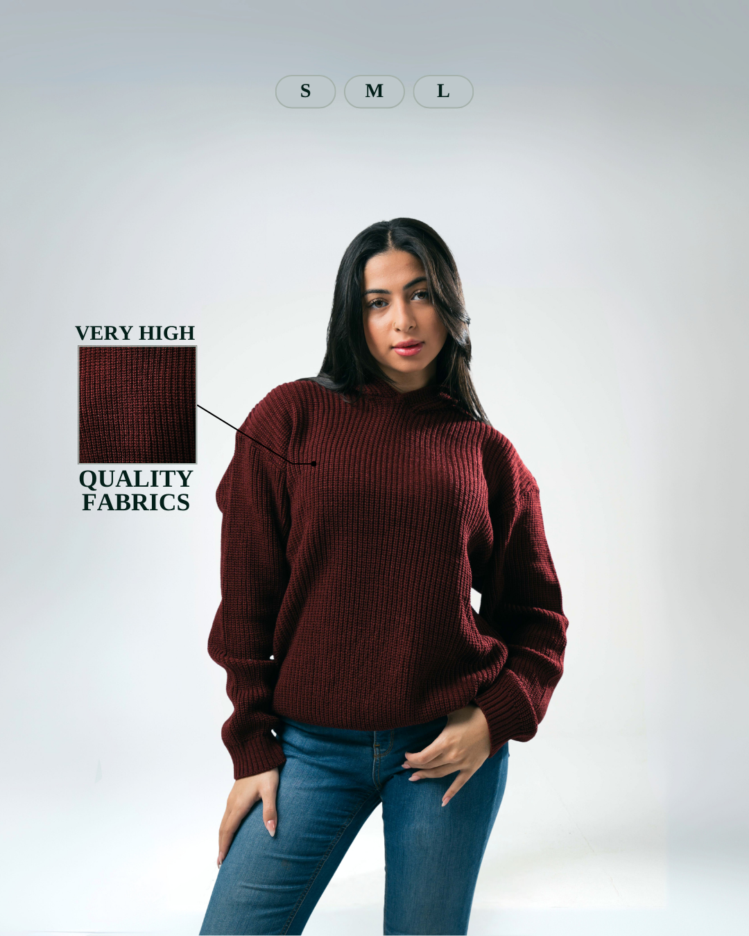 Sarakunda - Burgundy Knitted Hoodie (Unisex) - Dalivo.EG