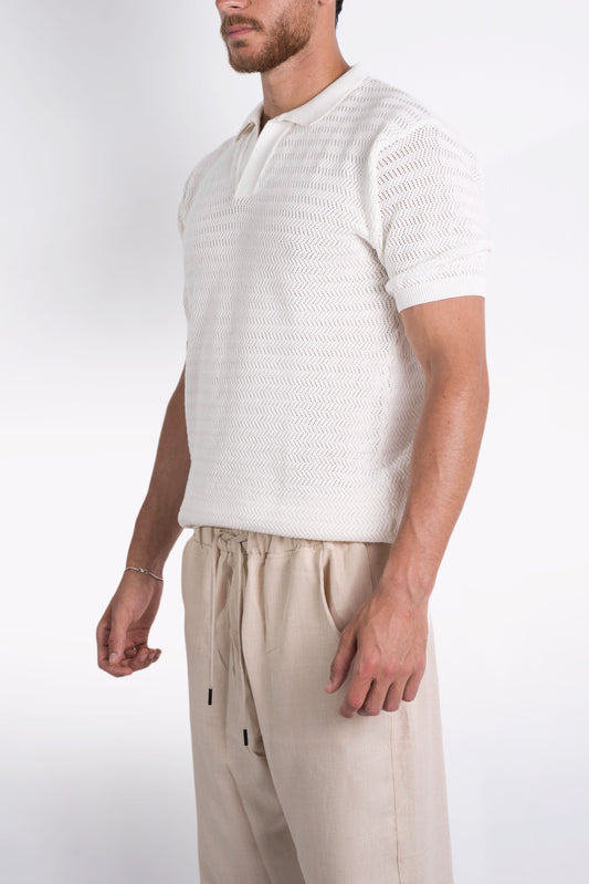 Summer Polo Knit Shirt In White - Dalivo.EG