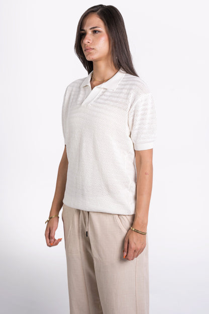 Summer Polo Knit Shirt In White - Dalivo.EG