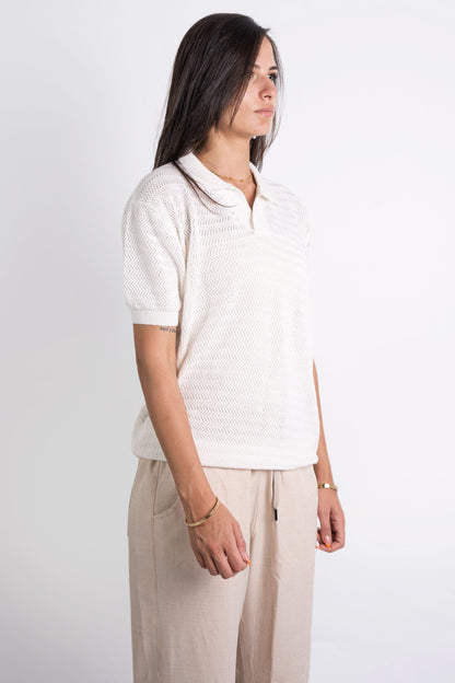 Summer Polo Knit Shirt In White - Dalivo.EG