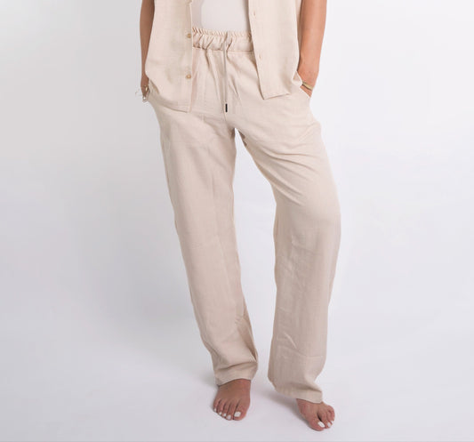 Linen Summer Pants In Beige "UniSex" - Dalivo.EG