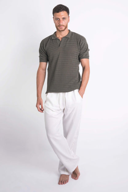 Summer Polo Knit Shirt In Olive "UniSex" - Dalivo.EG