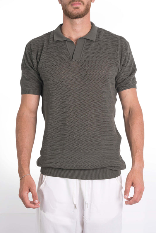Summer Polo Knit Shirt In Olive "UniSex" - Dalivo.EG