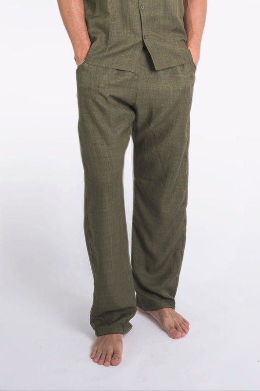 Linen Summer Pants In Olive "UniSex" - Dalivo.EG