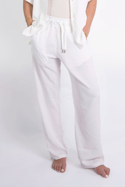 Linen Summer Pants In White "UniSex" - Dalivo.EG