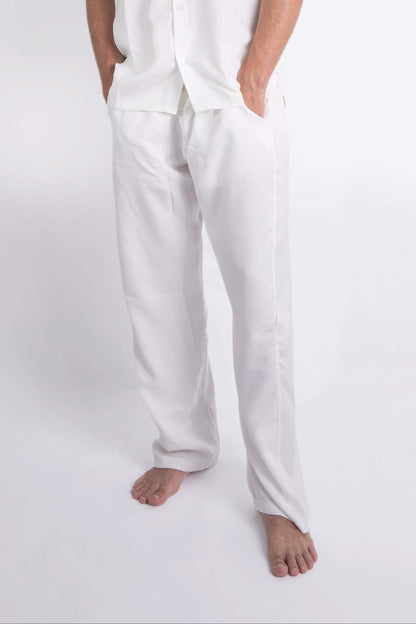 Linen Summer Pants In White "UniSex" - Dalivo.EG