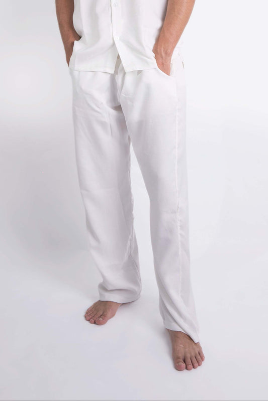 Linen Summer Pants In White "UniSex" - Dalivo.EG