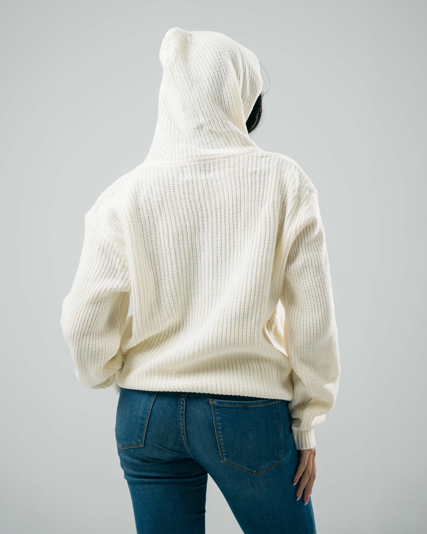 Sarakunda - Off White Knitted Hoodie (Unisex) - Dalivo.EG